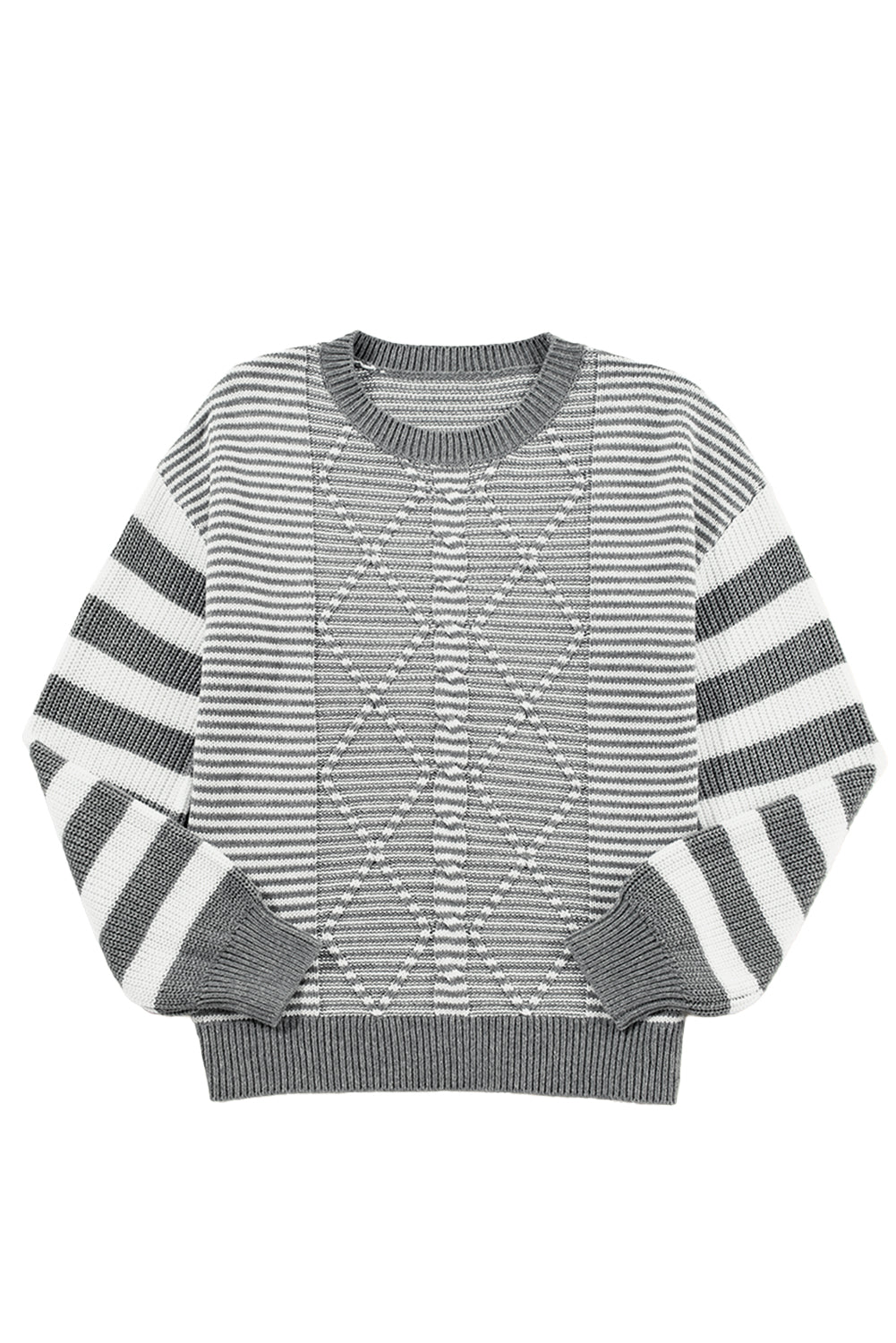 Stripe Twisted Knitted Drop Shoulder Sweater