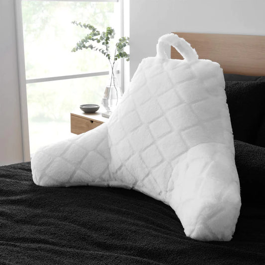 White Cosy Diamond Faux Fur Cuddle Cushion - Catherine Lansfield