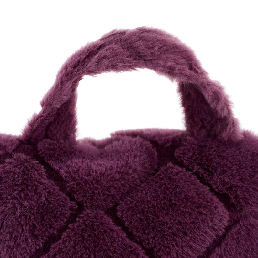 Plum Cosy Diamond Faux Fur Cuddle Cushion - Catherine Lansfield