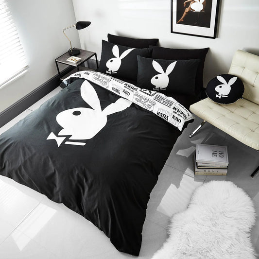 Classic Bunny Black & White Duvet Cover Set by Playboy