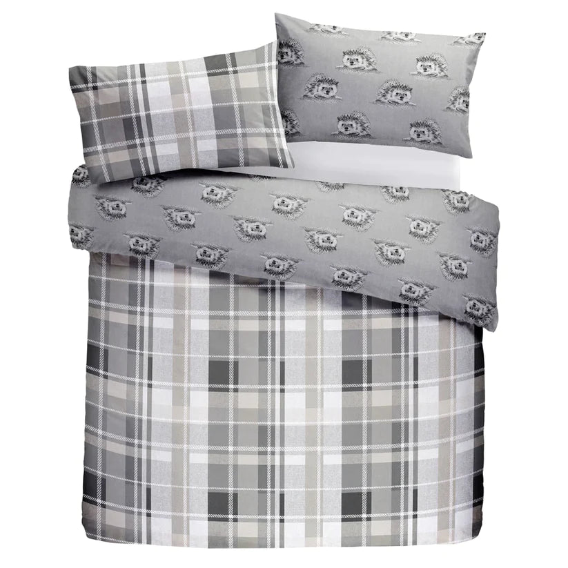 Colville Check Grey 100% Brushed Cotton Checked Duvet Set by D&D Lodge