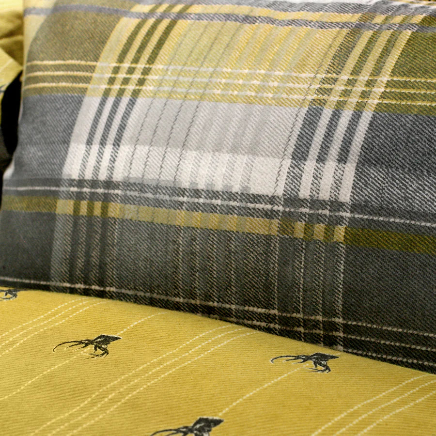 Connolly Check - 100% Brushed Cotton Checked Duvet Set in Ochre - by D&D Lodge