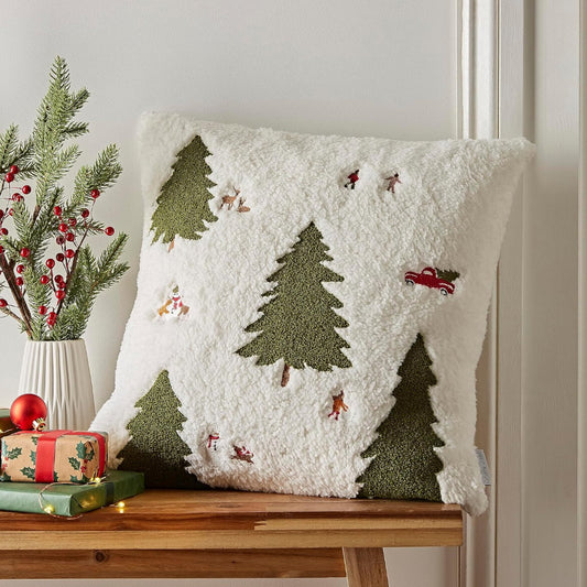 Boucle Christmas Tree Cushion in Natural by Catherine Lansfield