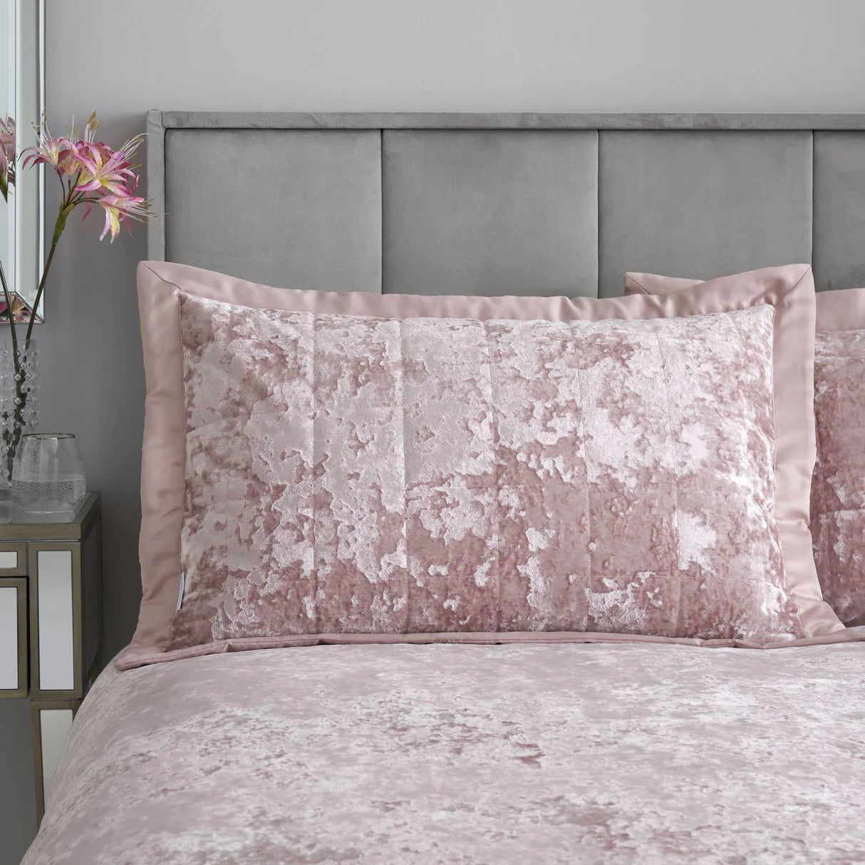 Crushed Velvet Pillow Sham Pair Blush by Catherine Lansfield