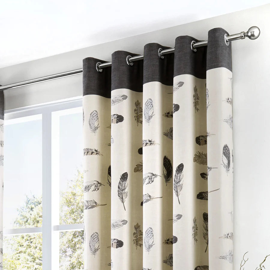 Idaho - 100% Cotton Pair of Eyelet Curtains in Charcoal - by Fusion