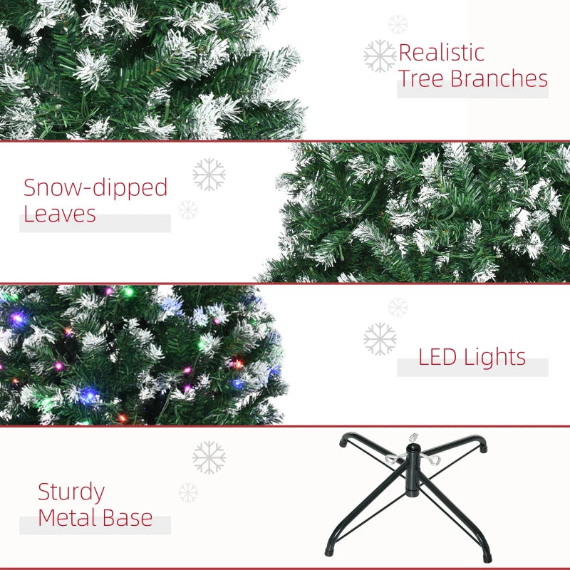 7FT Tall Prelit Pencil Slim Artificial Christmas - 350 Colourful LED Lights and 818 Tips