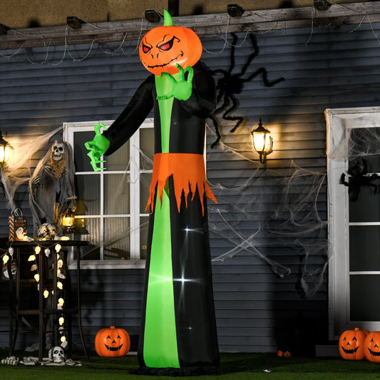 9FT Inflatable Halloween Pumpkin Ghost with Built in LEDs