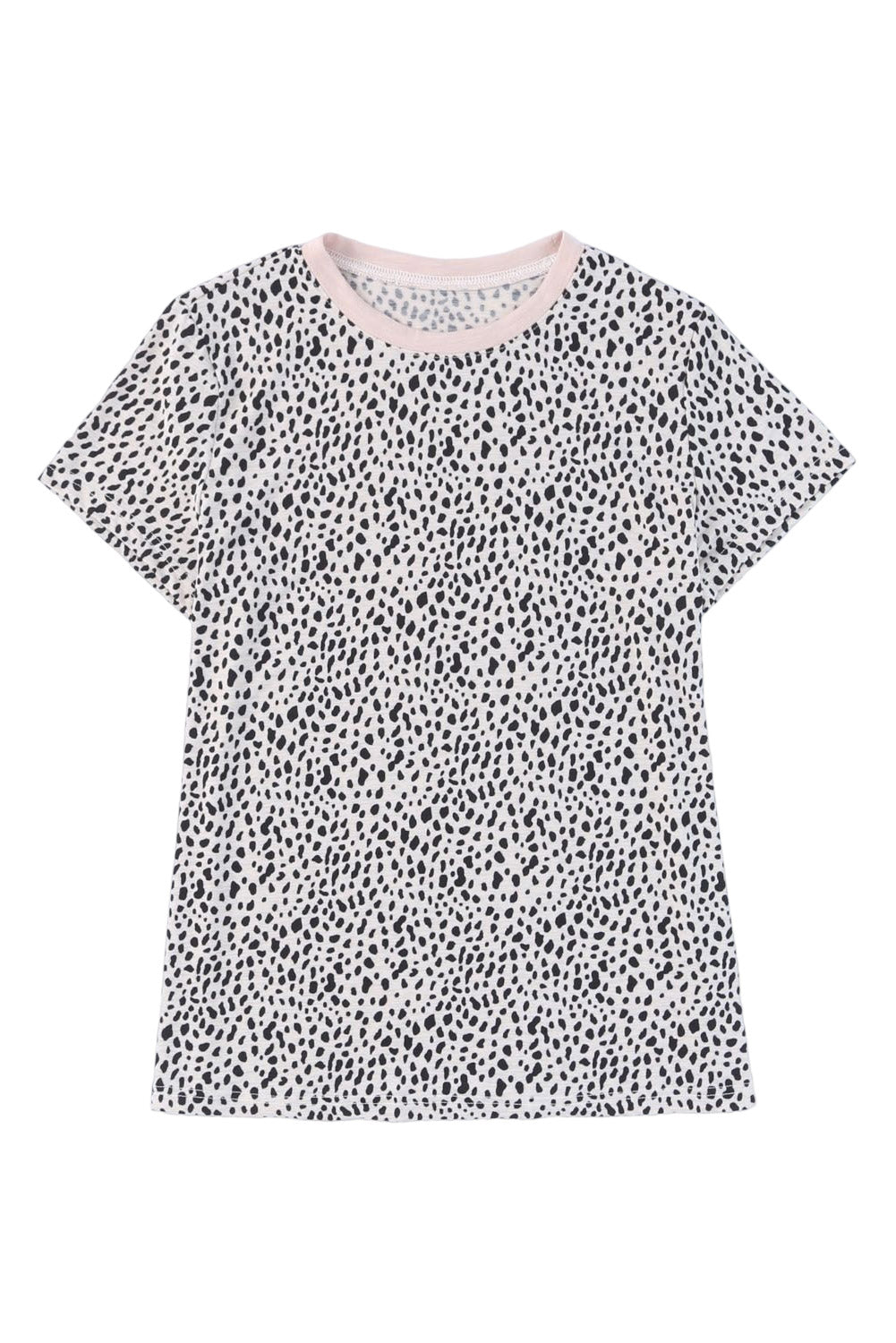 Cheetah Print Casual Short Sleeve Crew Neck T Shirt