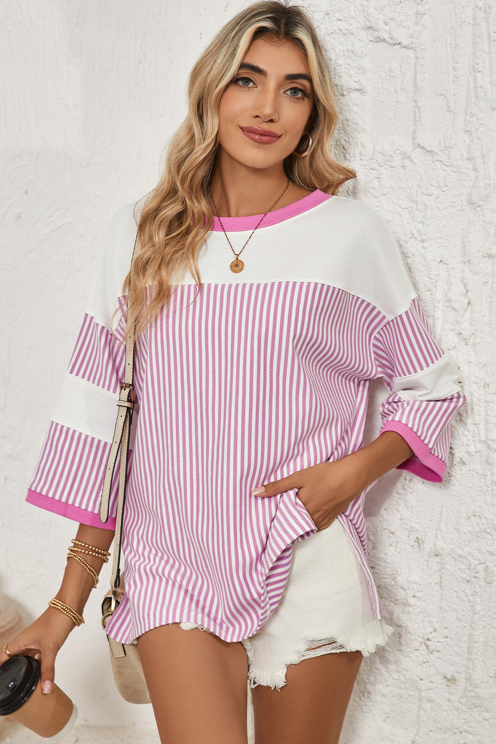 Striped Patchwork Oversized Tee