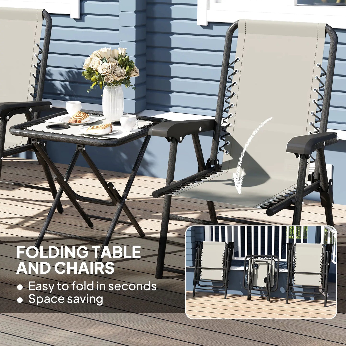 Three-Piece Garden Table and Chair Set - Dark Grey