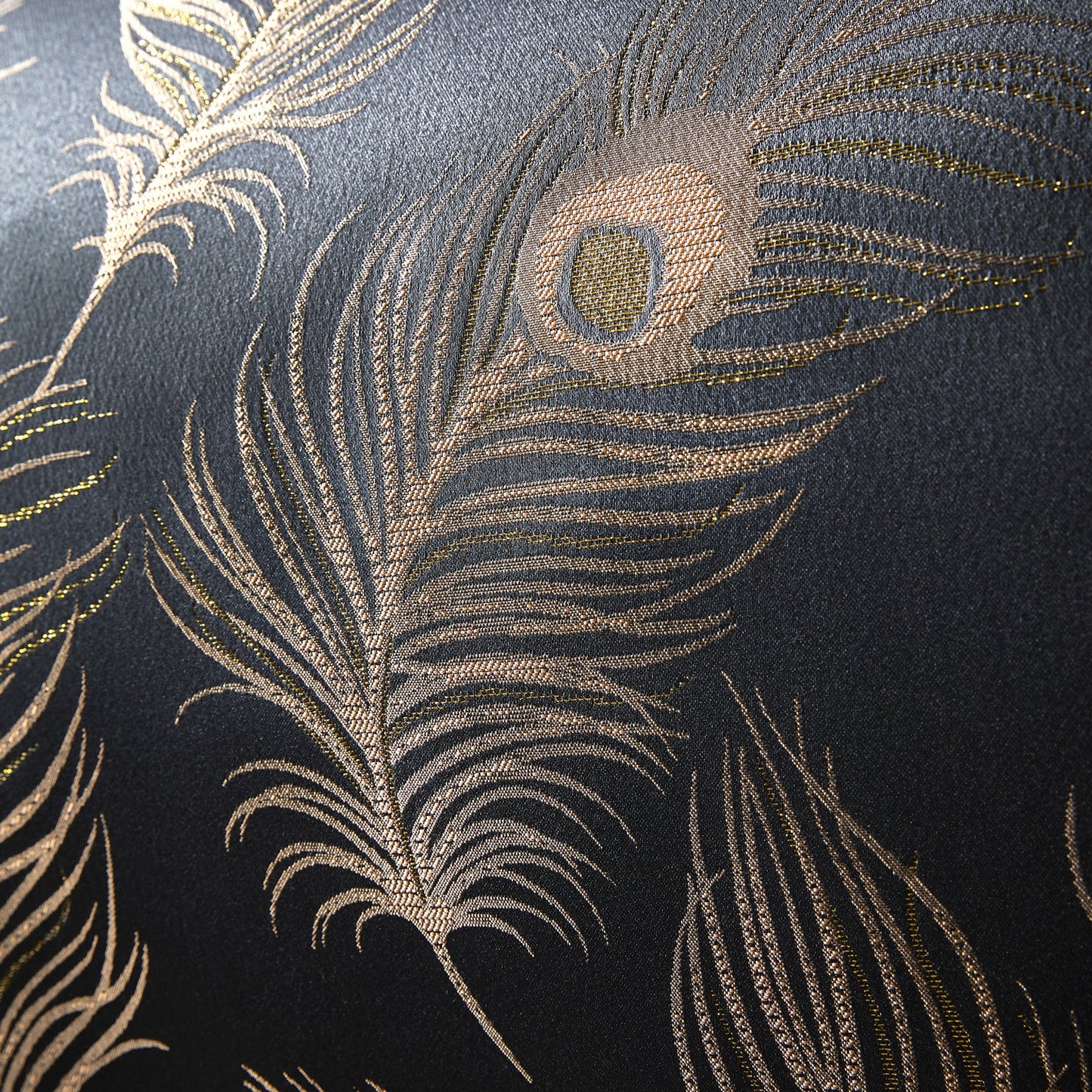 Dandy Feather Jacquard Luxury Black & Gold Duvet Cover Set by Laurence Llewelyn-Bowen