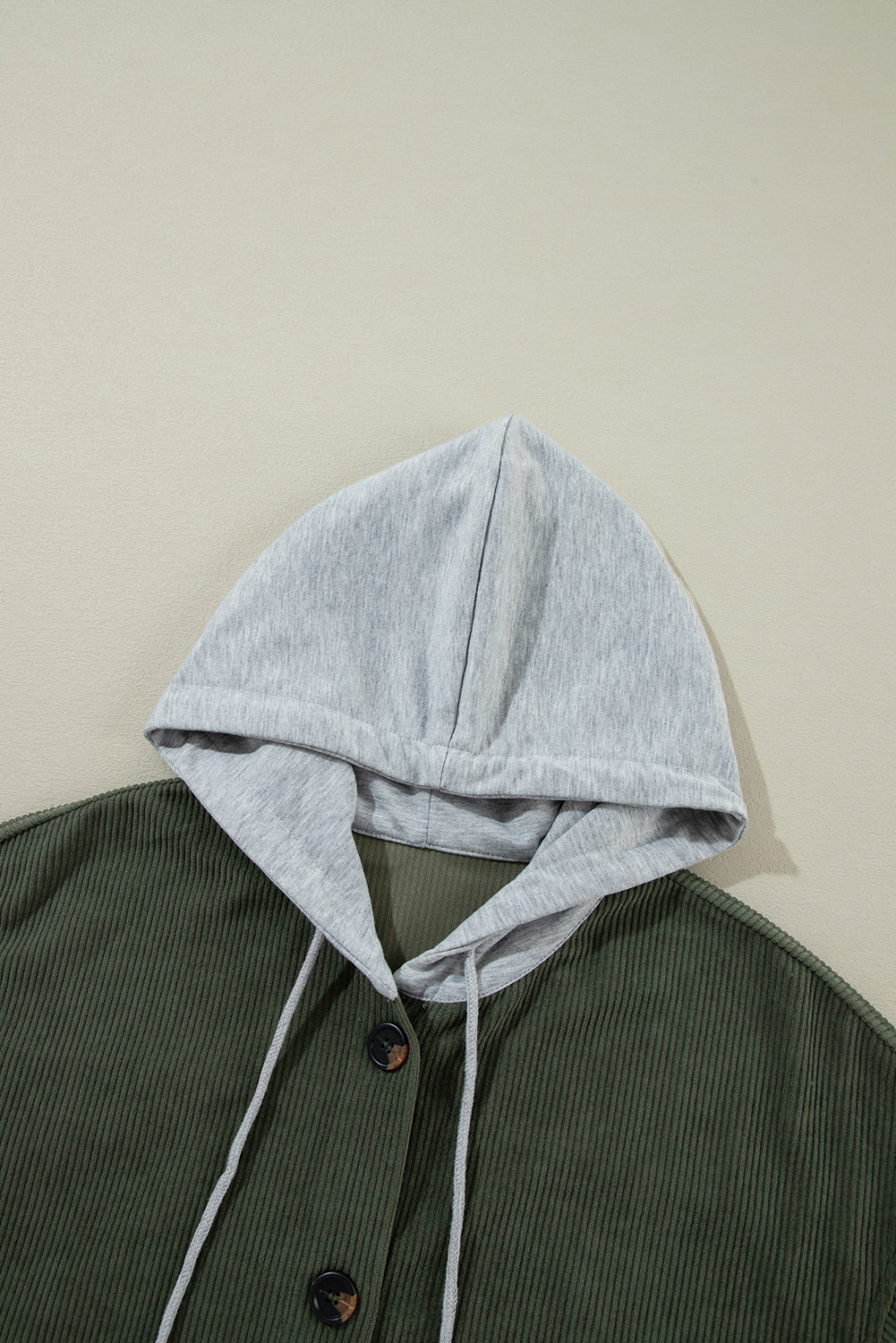 Oversized Hooded Patchwork Corduroy Shacket