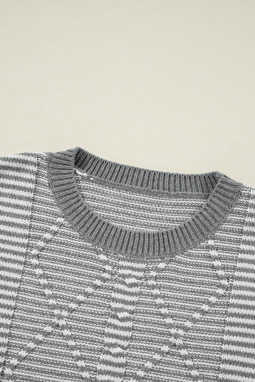 Stripe Twisted Knitted Drop Shoulder Sweater