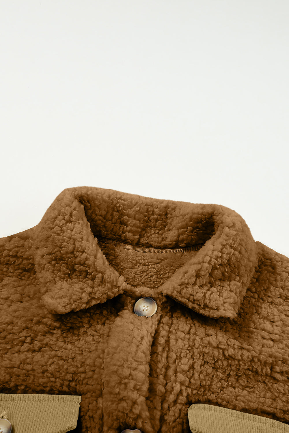 Flap Pocket Single Breasted Teddy Coat