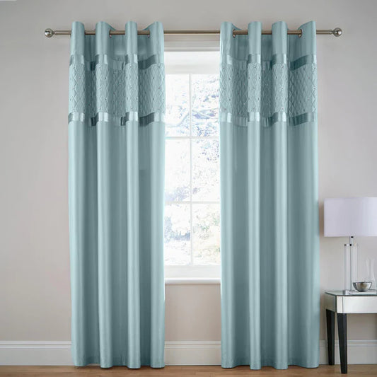 Sequin Cluster Eyelet Curtains in Duck Egg by Catherine Lansfield