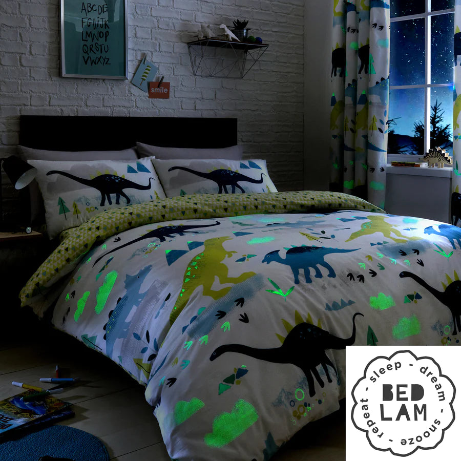 Dino Glow In The Dark Duvet Cover Set - by Bedlam