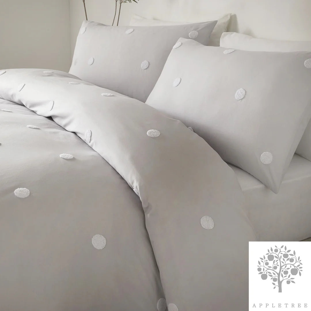 Dot Garden - 100% Cotton Duvet Cover Set in Silver - by Appletree Boutique