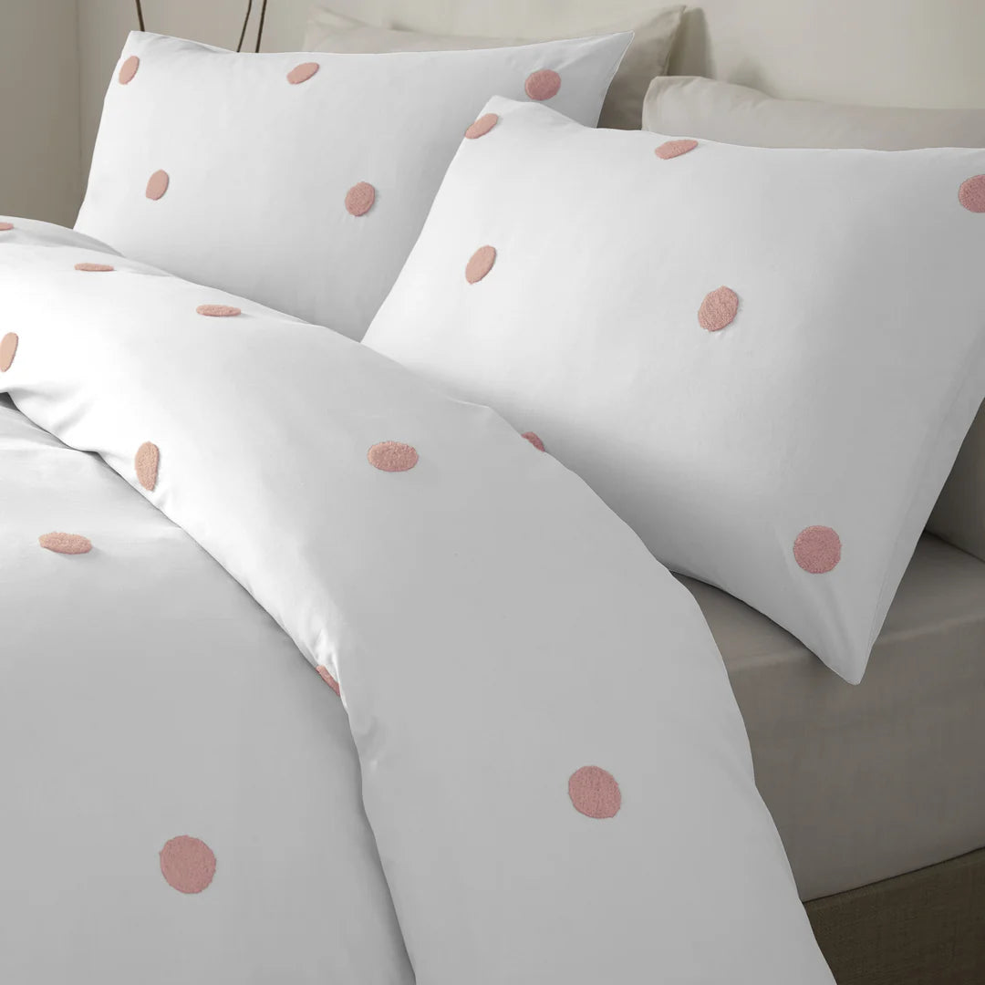 Dot Garden - 100% Cotton Duvet Cover Set in White and Pink - by Appletree Boutique