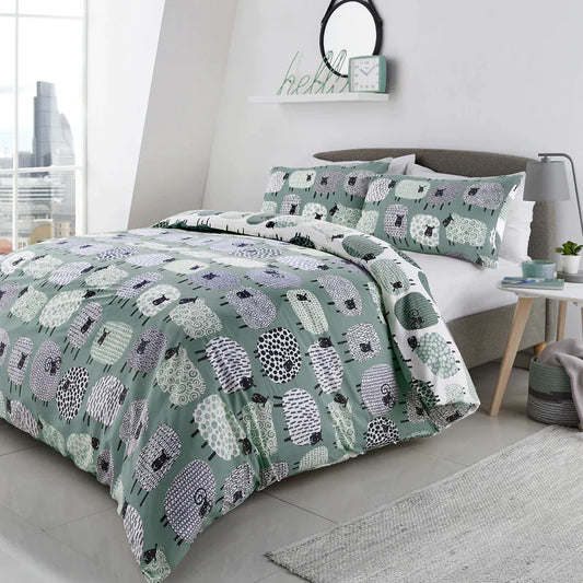 Duck Egg Dotty Sheep Ochre Duvet Cover Set By Fusion