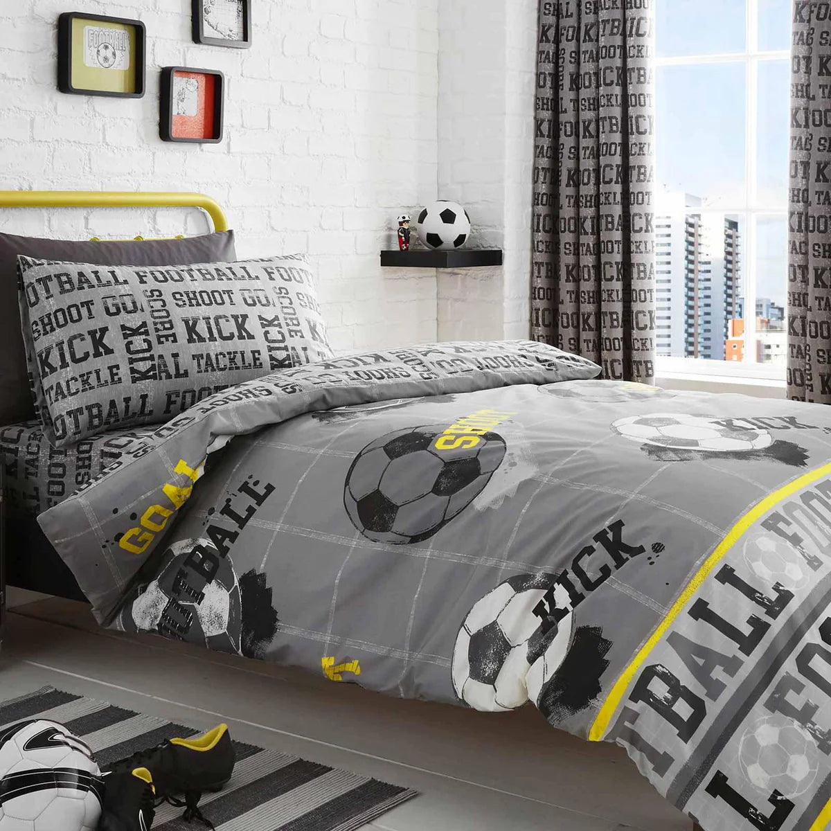 Football Reversible Grey Duvet Cover Set by Bedlam