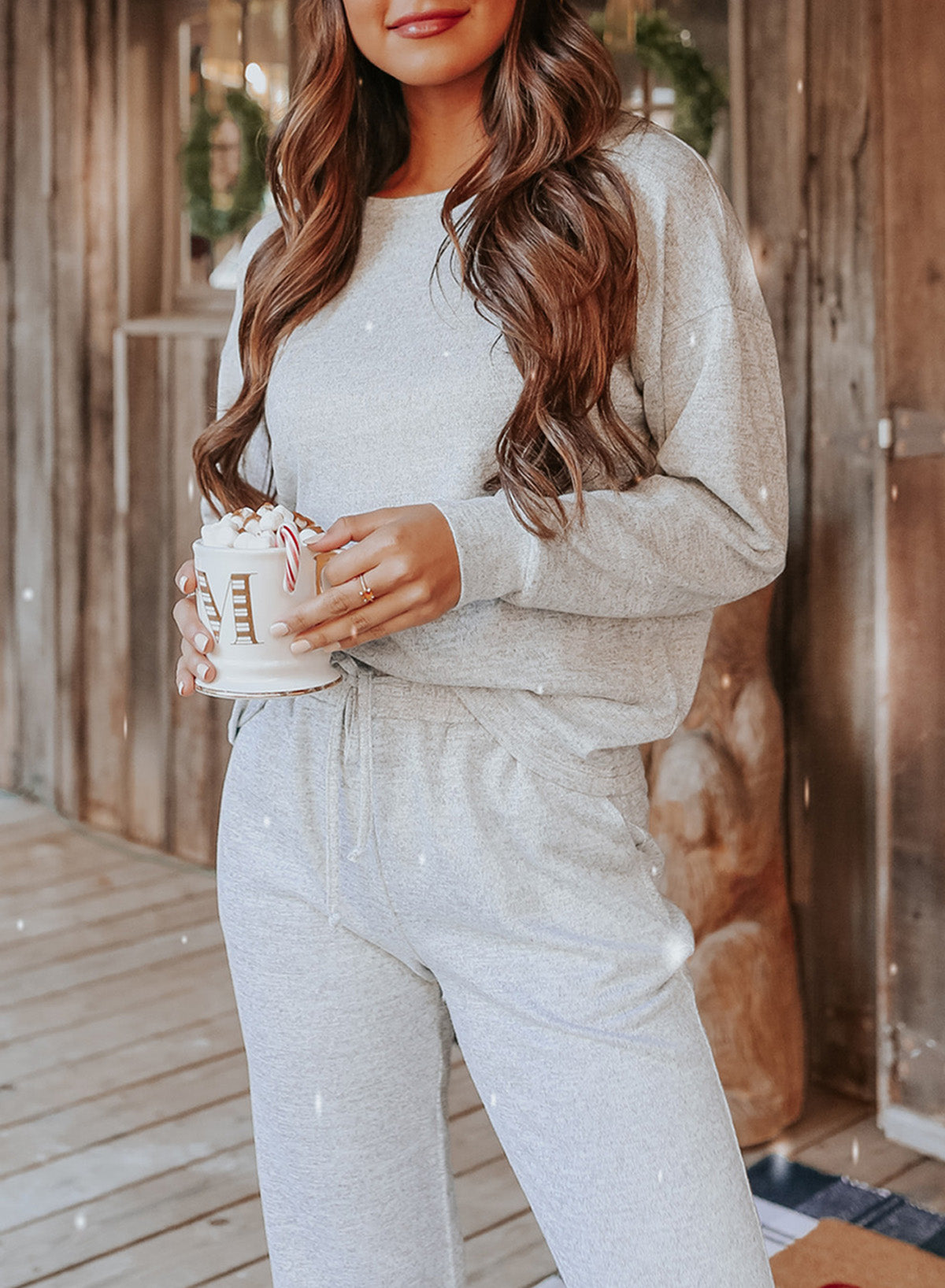 Casual Long Sleeve Pullover & Joggers Pajamas Set