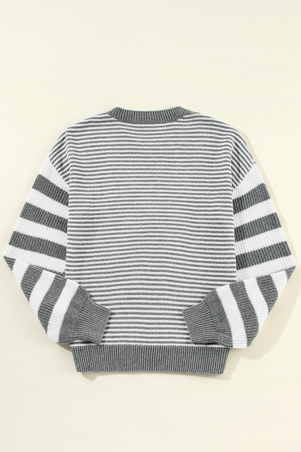 Stripe Twisted Knitted Drop Shoulder Sweater