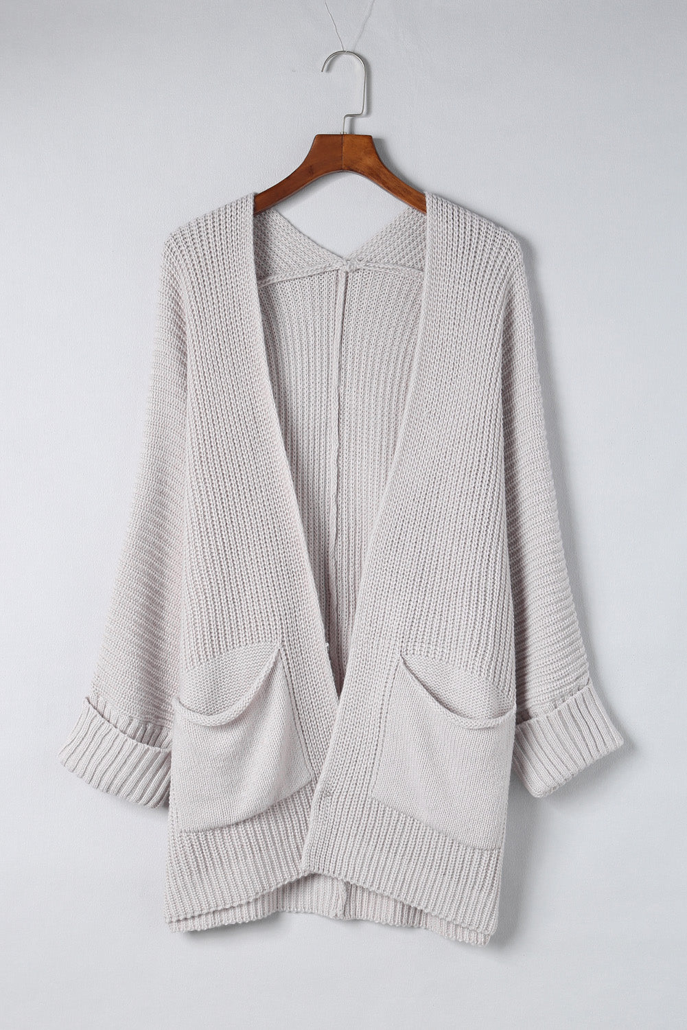 Batwing Sleeve Pocket Oversized Cable Knit Cardigan