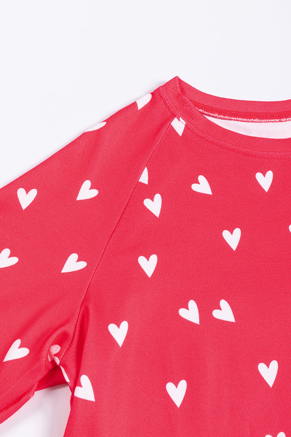 Red Heart Print Raglan Sleeve Top and Pants Set