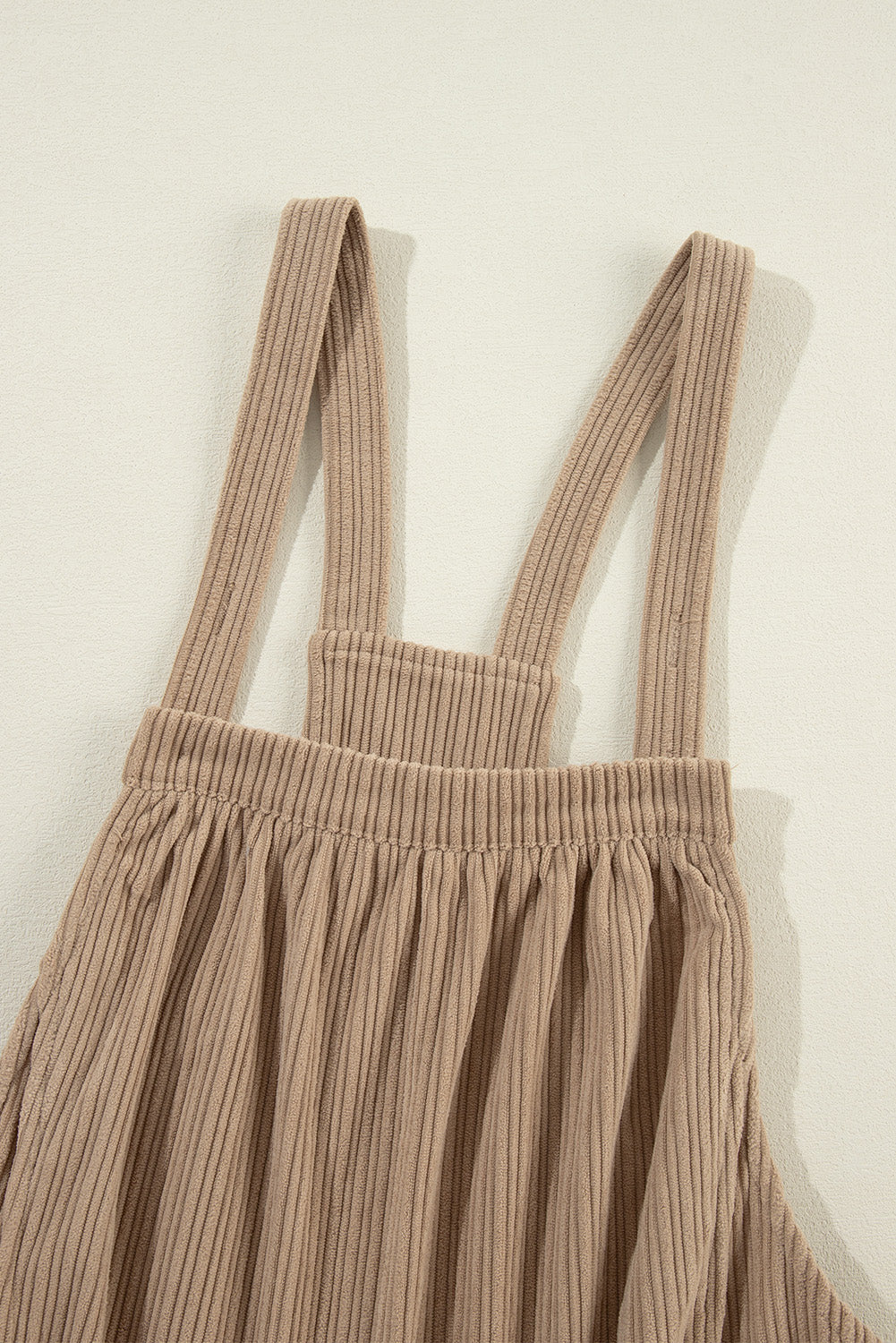 Plain Pocketed Loose Fit Corduroy Overalls