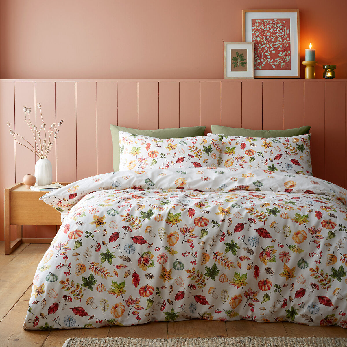 Autumn Pumpkins Reversible Duvet Cover Set in Orange by Catherine Lansfield