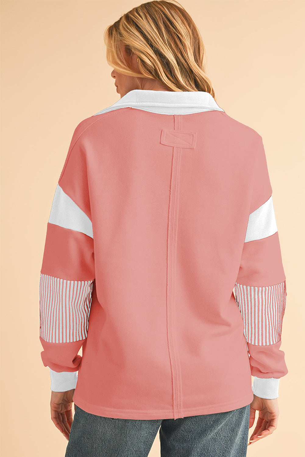 Striped Patchwork Collar Sweatshirt