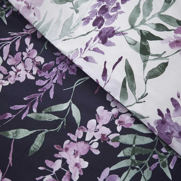 Wisteria Floral Reversible Navy & White Duvet Cover Set by Catherine Lansfield