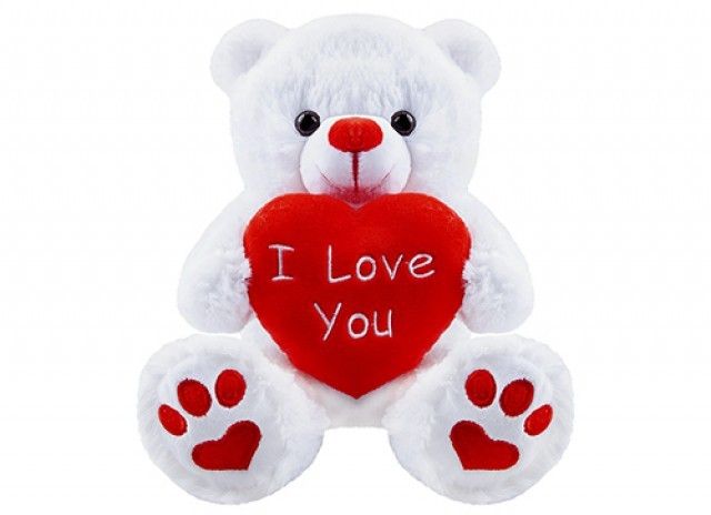 White I Love You Bear with Loveheart (10 inch)