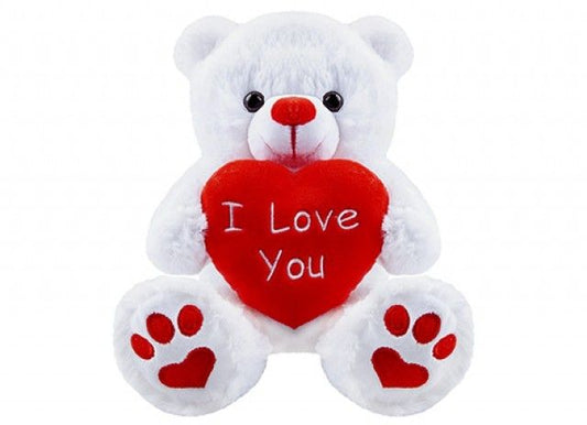 White I Love You Bear with Loveheart (10 inch)