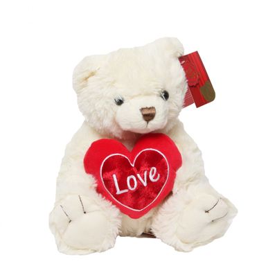 Cream Snuggles Bear with Heart (25cm)