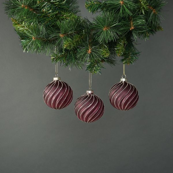 Faye 8cm Glass Bauble Dark Purple (Set of 4)