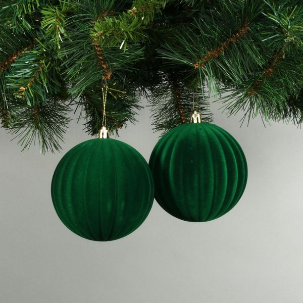 10cm Green Velvet Watermelon Baubles (Set of 4)