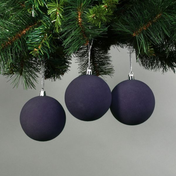 8cm Midnight Blue Velvet Baubles (Set of 6)