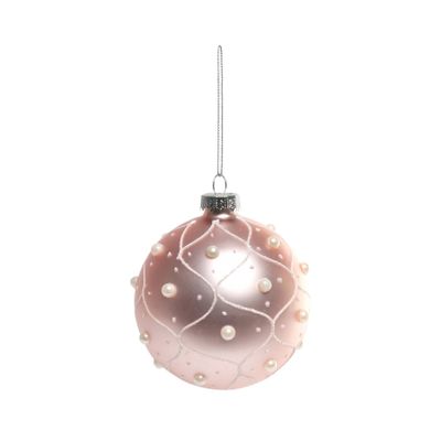 Pink Pearl Patterned Glass Bauble (Dia8cm)