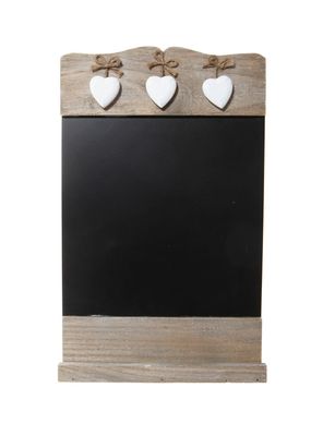 Black Chalkboard With Wooden Hearts