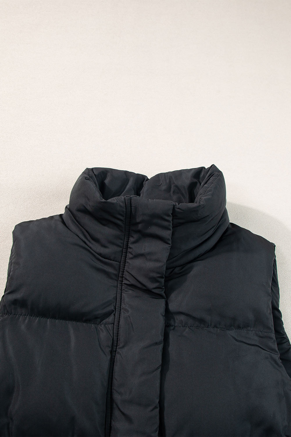 Quilted Pocketed Long Puffer Vest Coat