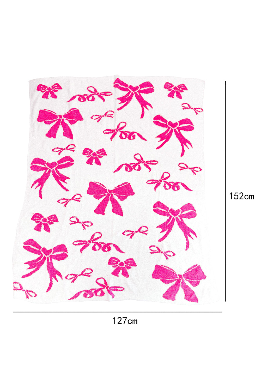 Pink 127 x 152cm Bow Printed Cozy Soft Throw Blanket