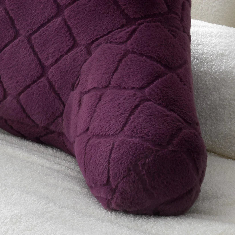 Plum Cosy Diamond Faux Fur Cuddle Cushion - Catherine Lansfield