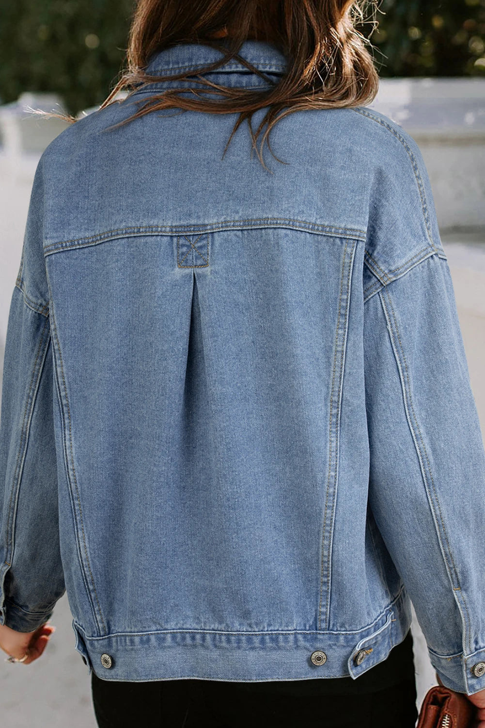 Washed Oversized Pocketed Denim Jacket