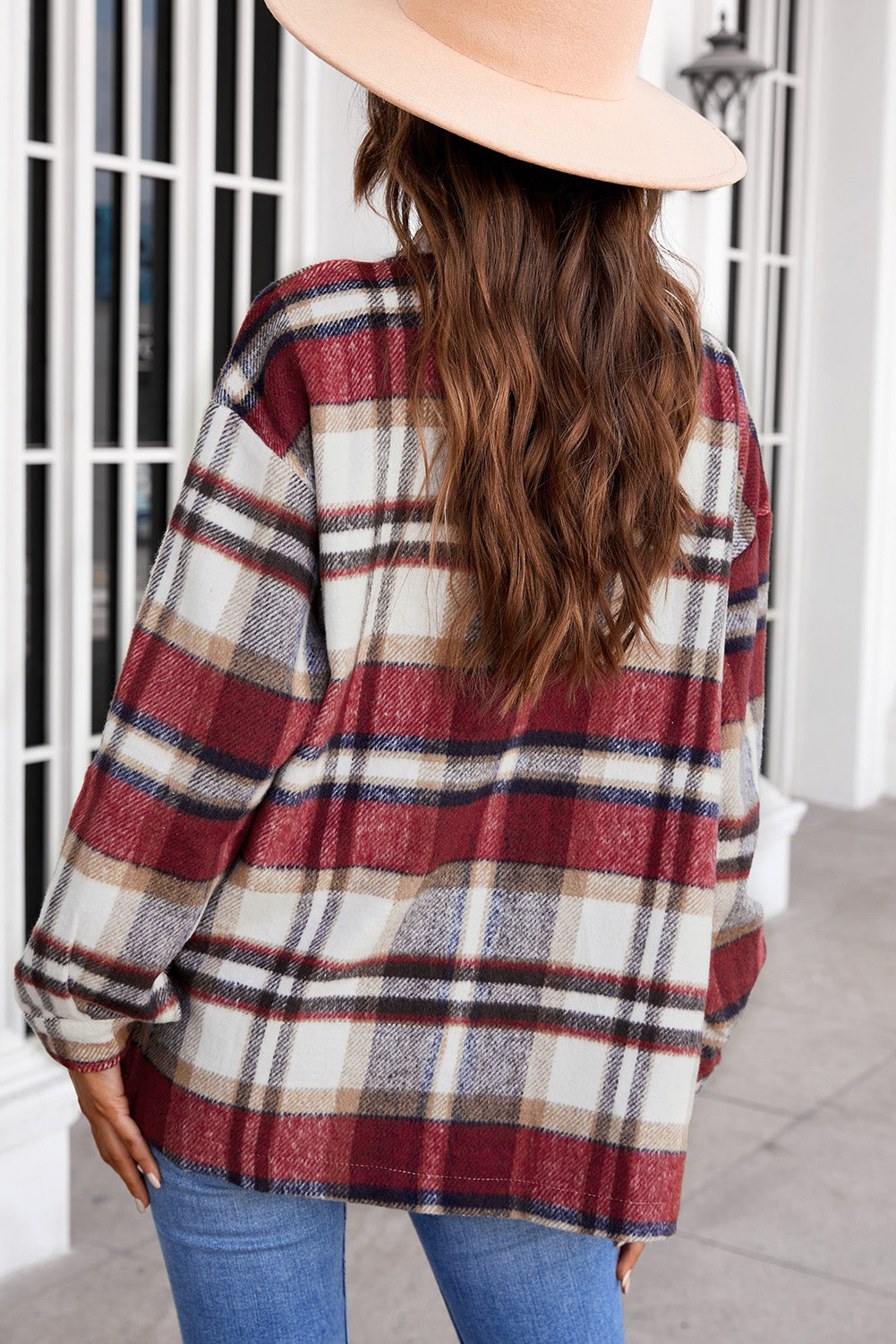 Multicolour Plaid Casual Button Up Flannel Shacket