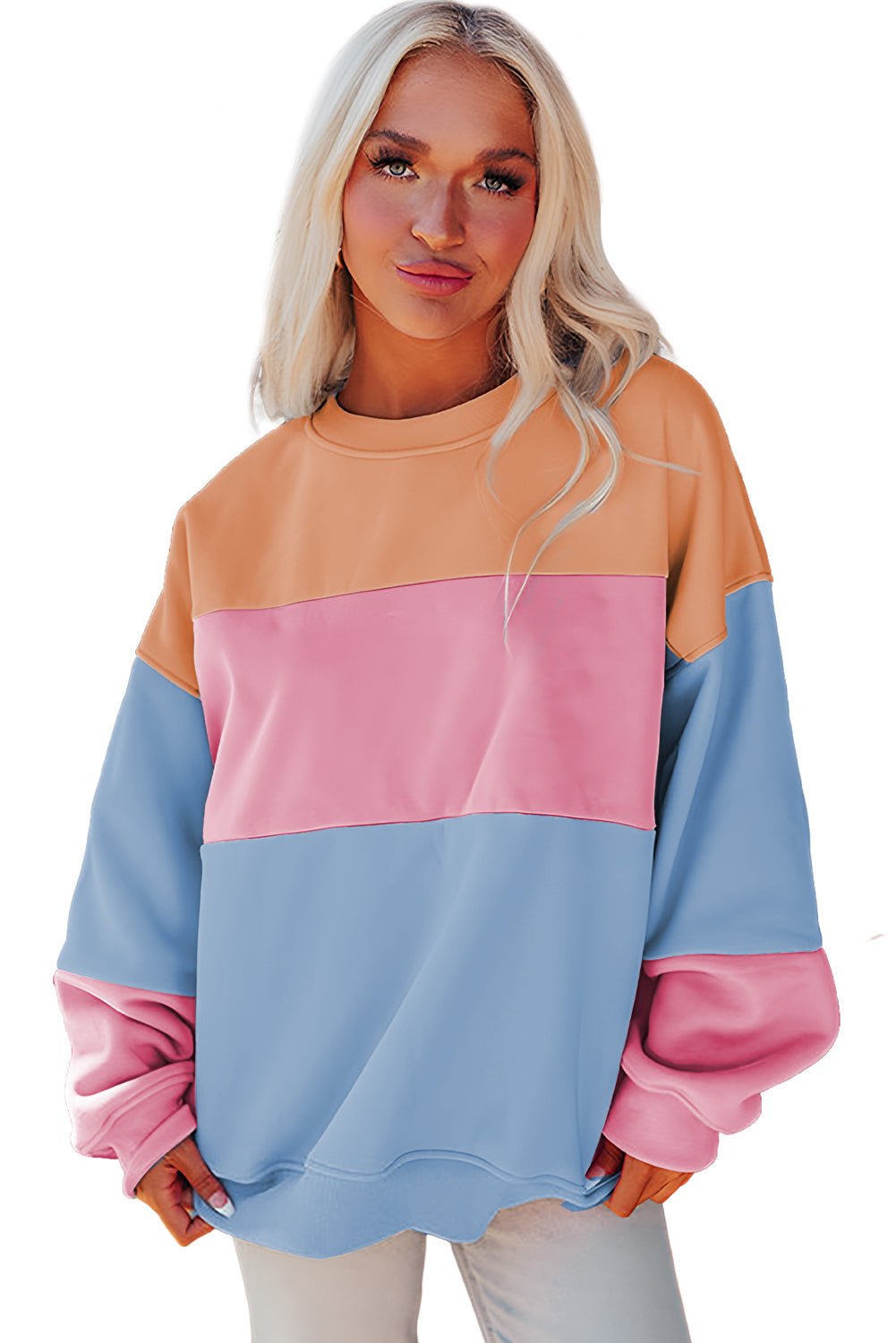 Meadow Mauve Colourblock Patchwork Drop Shoulder Sweatshirt