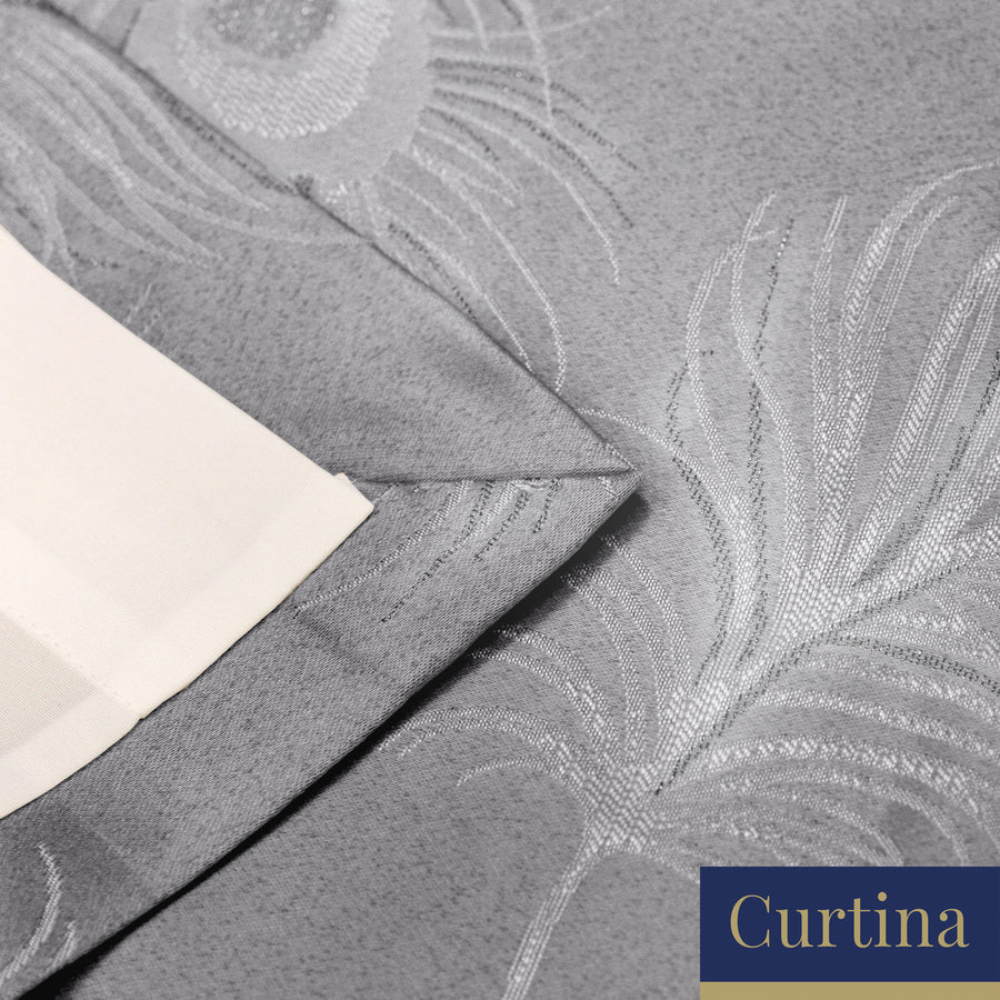 Feather - Jacquard Eyelet Curtains in Silver - By Curtina