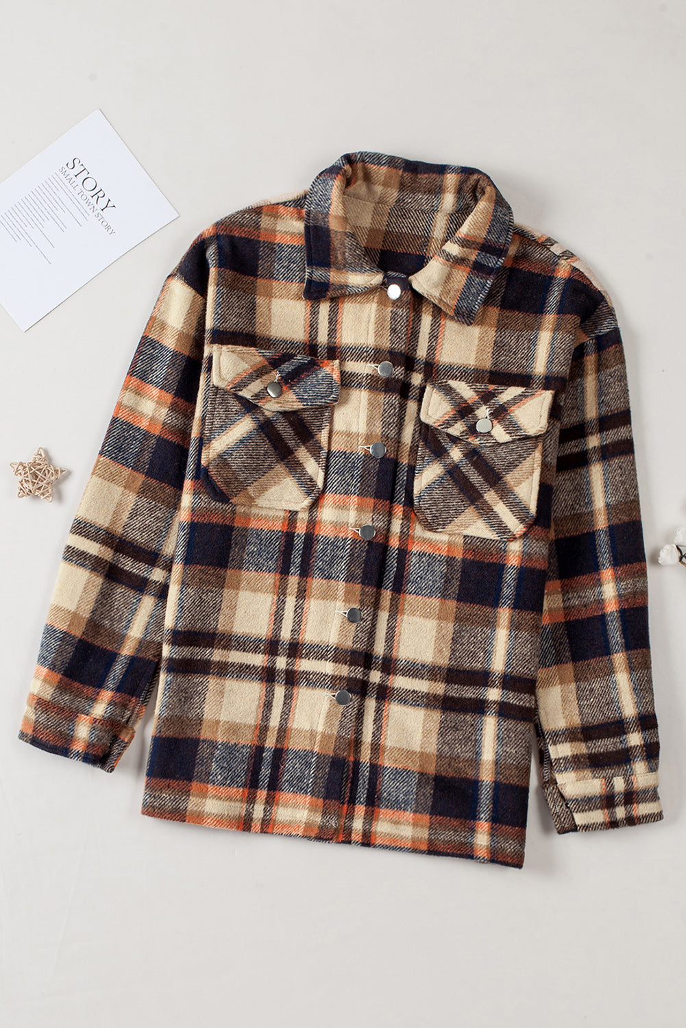 Multicolour Plaid Casual Button Up Flannel Shacket