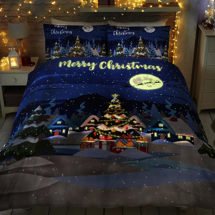 Glow In The Dark Easy Care Duvet Cover Set By Bedlam Christmas