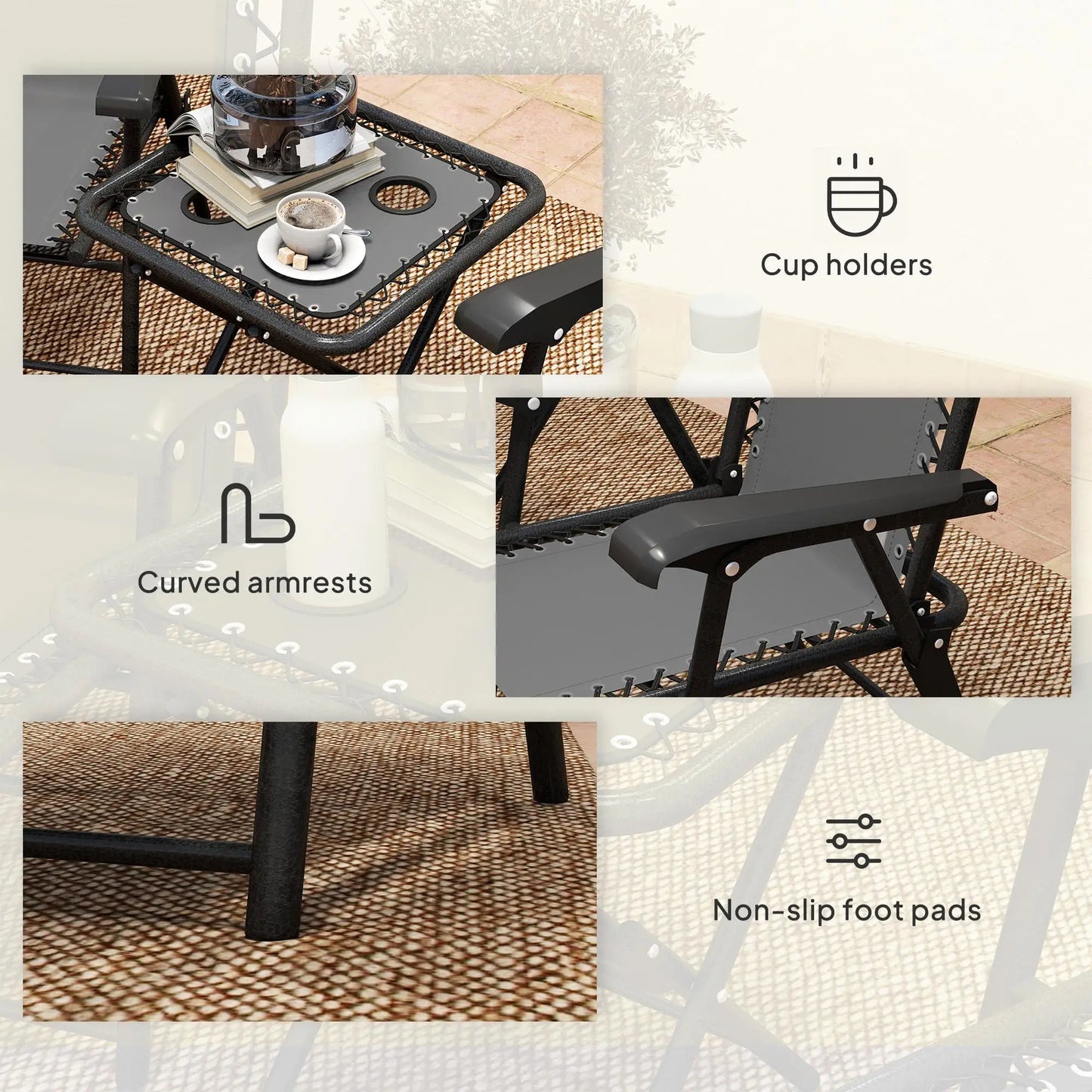 Three-Piece Garden Table and Chair Set - Dark Grey